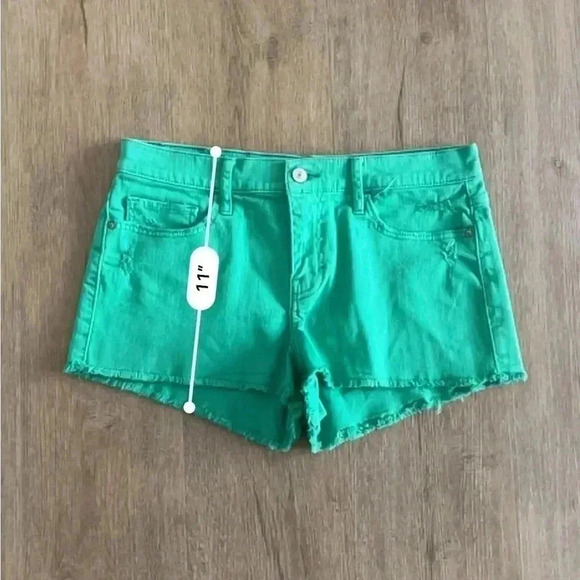 Abercrombie & Fitch Mid-Rise Denim Jean Shorts - Bright Green - Size 27 - Picture 7 of 7
